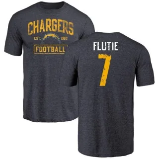 Doug Flutie Los Angeles Chargers Distressed Name & Number Tri-Blend T-Shirt - Navy