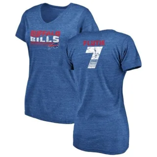 Doug Flutie Women's Buffalo Bills Retro Tri-Blend V-Neck T-Shirt - Royal