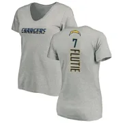 Doug Flutie Women's Los Angeles Chargers Name & Number Slim Fit V-Neck T-Shirt - Heather Gray