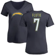 Doug Flutie Women's Los Angeles Chargers Name & Number Slim Fit V-Neck T-Shirt - Navy