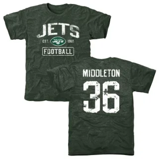Doug Middleton New York Jets Green Distressed Name & Number Tri-Blend T-Shirt