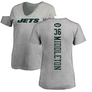 Doug Middleton Women's New York Jets Backer V-Neck T-Shirt - Ash