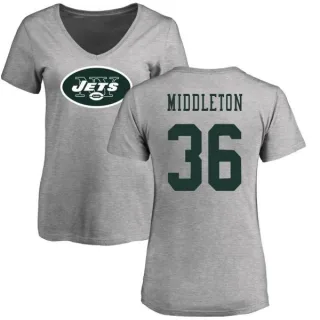 Doug Middleton Women's New York Jets Name & Number Logo Slim Fit T-Shirt - Ash