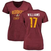 Doug Williams Women's Washington Redskins Burgundy Distressed Name & Number Tri-Blend V-Neck T-Shirt