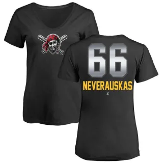 Dovydas Neverauskas Women's Pittsburgh Pirates Midnight Mascot V-Neck T-Shirt - Black