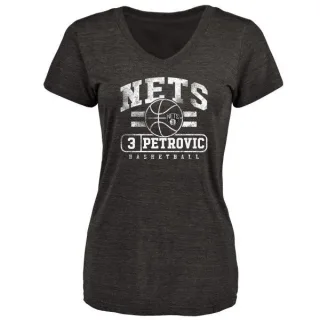 Drazen Petrovic Women's Brooklyn Nets Black Baseline Tri-Blend T-Shirt