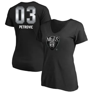 Drazen Petrovic Women's Brooklyn Nets Black Midnight Mascot T-Shirt