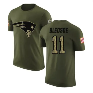 Drew Bledsoe New England Patriots Olive Salute to Service Legend T-Shirt