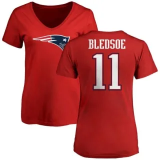 Drew Bledsoe Women's New England Patriots Name & Number Logo Slim Fit T-Shirt - Red