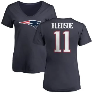 Drew Bledsoe Women's New England Patriots Name & Number Logo T-Shirt - Navy