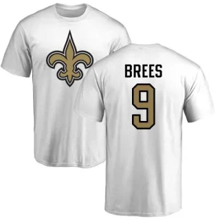 Drew Brees New Orleans Saints Name & Number Logo T-Shirt - White