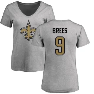 Drew Brees Women's New Orleans Saints Name & Number Logo Slim Fit T-Shirt - Ash