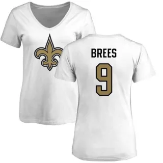 Drew Brees Women's New Orleans Saints Name & Number Logo Slim Fit T-Shirt - White