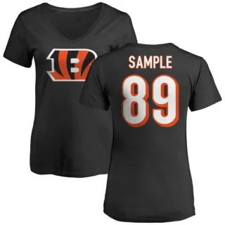 Drew Sample Women's Cincinnati Bengals Name & Number Logo Slim Fit T-Shirt - Black