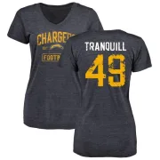 Drue Tranquill Women's Los Angeles Chargers Distressed Name & Number Slim Fit V-Neck T-Shirt - Navy