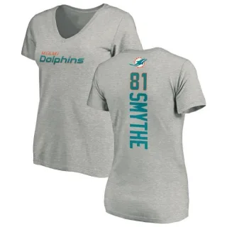 Durham Smythe Women's Miami Dolphins Backer V-Neck T-Shirt - Ash