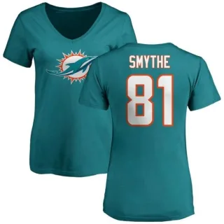 Durham Smythe Women's Miami Dolphins Name & Number Logo Slim Fit T-Shirt - Aqua