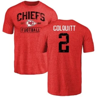 Dustin Colquitt Kansas City Chiefs Red Distressed Name & Number Tri-Blend T-Shirt