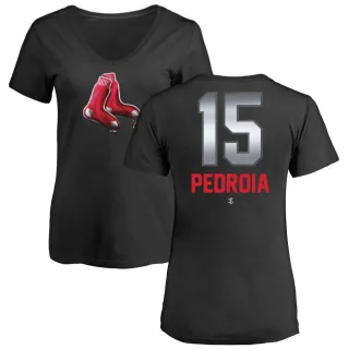 Dustin Pedroia Women's Boston Red Sox Midnight Mascot V-Neck T-Shirt - Black