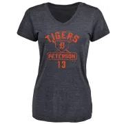 Dustin Peterson Women's Detroit Tigers Base Runner Tri-Blend T-Shirt - Navy