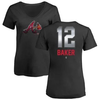 Dusty Baker Women's Atlanta Braves Midnight Mascot V-Neck T-Shirt - Black