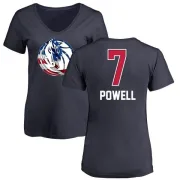 Dwight Powell Women's Dallas Mavericks Navy Name and Number Banner Wave V-Neck T-Shirt