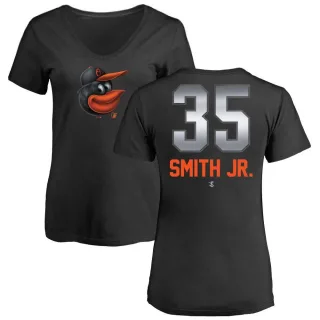 Dwight Smith Jr. Women's Baltimore Orioles Midnight Mascot V-Neck T-Shirt - Black