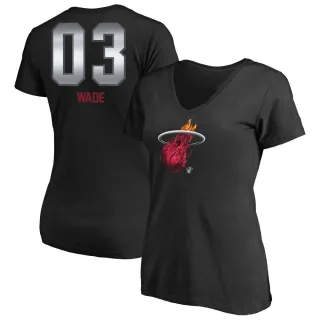 Dwyane Wade Women's Miami Heat Black Midnight Mascot T-Shirt