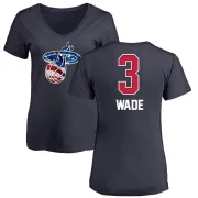 Dwyane Wade Women's Miami Heat Navy Name and Number Banner Wave V-Neck T-Shirt