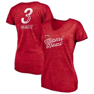 Dwyane Wade Women's Miami Heat Red Sideline Tri-Blend V-Neck T-Shirt