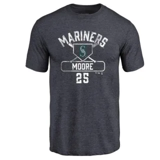 Dylan Moore Seattle Mariners Base Runner Tri-Blend T-Shirt - Navy