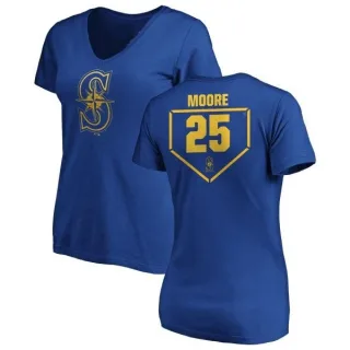 Dylan Moore Women's Seattle Mariners RBI Slim Fit V-Neck T-Shirt - Royal