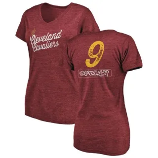 Dylan Windler Women's Cleveland Cavaliers Wine Sideline Tri-Blend V-Neck T-Shirt