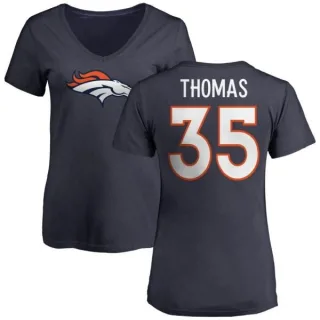 Dymonte Thomas Women's Denver Broncos Name & Number Logo Slim Fit T-Shirt - Navy