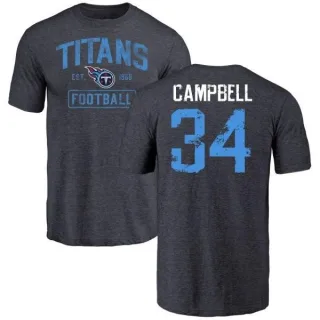Earl Campbell Tennessee Titans Navy Distressed Name & Number Tri-Blend T-Shirt