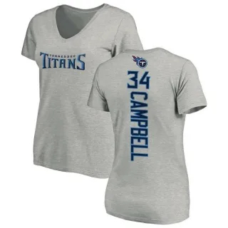 Earl Campbell Women's Tennessee Titans Backer V-Neck T-Shirt - Ash