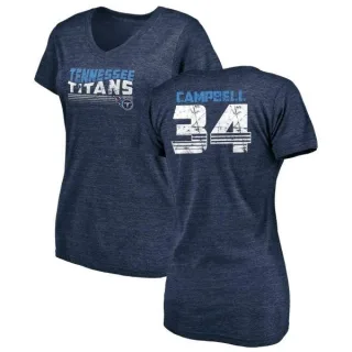 Earl Campbell Women's Tennessee Titans Retro Tri-Blend V-Neck T-Shirt - Navy