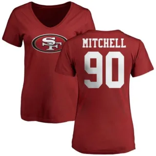 Earl Mitchell Women's San Francisco 49ers Name & Number Logo Slim Fit T-Shirt - Red