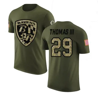 Earl Thomas Baltimore Ravens Olive Salute to Service Legend T-Shirt