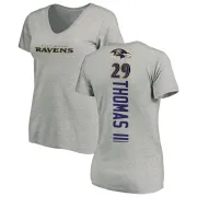 Earl Thomas Women's Baltimore Ravens Backer V-Neck T-Shirt - Ash