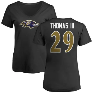 Earl Thomas Women's Baltimore Ravens Name & Number Logo Slim Fit T-Shirt - Black