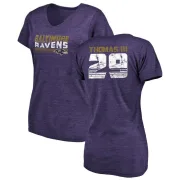 Earl Thomas Women's Baltimore Ravens Retro Tri-Blend V-Neck T-Shirt - Purple