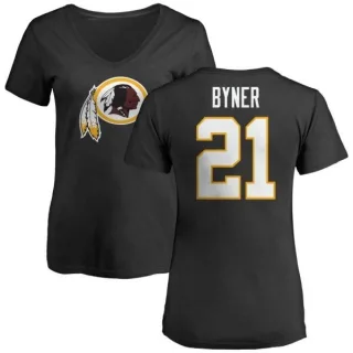 Earnest Byner Women's Washington Redskins Name & Number Logo Slim Fit T-Shirt - Black