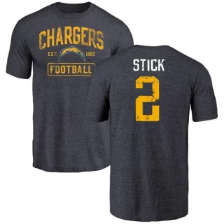 Easton Stick Los Angeles Chargers Distressed Name & Number Tri-Blend T-Shirt - Navy