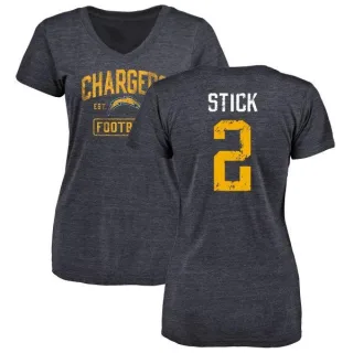 Easton Stick Women's Los Angeles Chargers Distressed Name & Number Slim Fit V-Neck T-Shirt - Navy