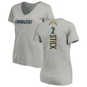 Easton Stick Women's Los Angeles Chargers Name & Number Slim Fit V-Neck T-Shirt - Heather Gray