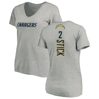 Easton Stick Women's Los Angeles Chargers Name & Number Slim Fit V-Neck T-Shirt - Heather Gray