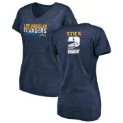 Easton Stick Women's Los Angeles Chargers Retro Tri-Blend V-Neck T-Shirt - Navy