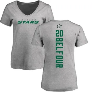 Ed Belfour Women's Dallas Stars Backer T-Shirt - Ash