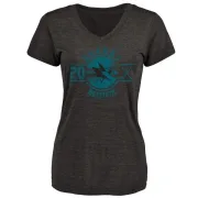 Ed Belfour Women's San Jose Sharks Insignia Tri-Blend T-Shirt - Black